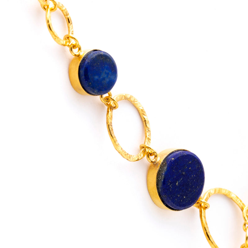 Silver Gold Plated Necklace| Lapis Lazuli Necklace| Gemstone Necklace| Handmade