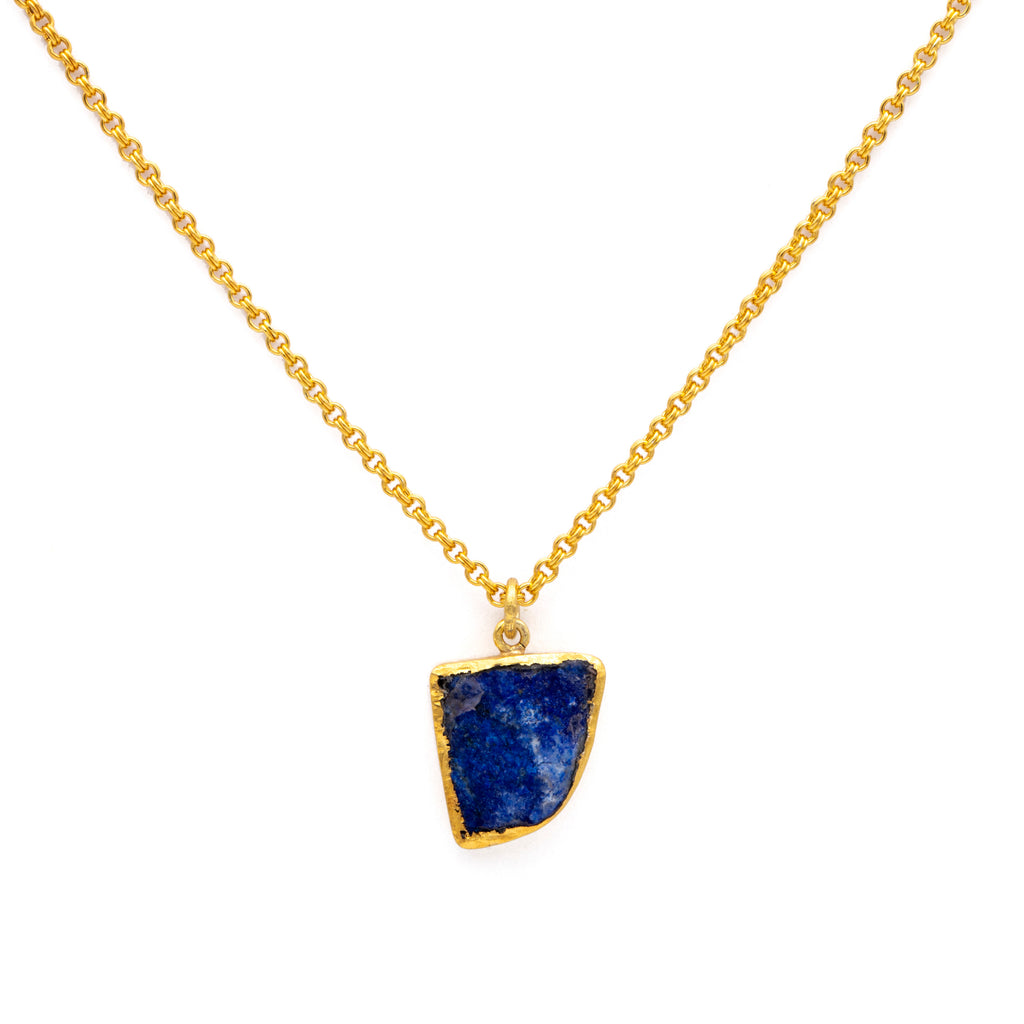 Silver Gold Plated Necklace| Lapis Lazuli Necklace| Gemstone Necklace| Handmade