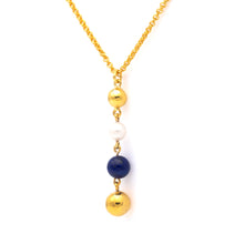 Load image into Gallery viewer, Silver Gold Plated Necklace| Lapis Lazuli Necklace| Pearl Necklace| Gemstone Necklace| Handmade