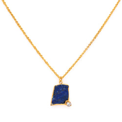 Silver Gold Plated Necklace| Lapis Lazuli Necklace| Gemstone Necklace| Handmade