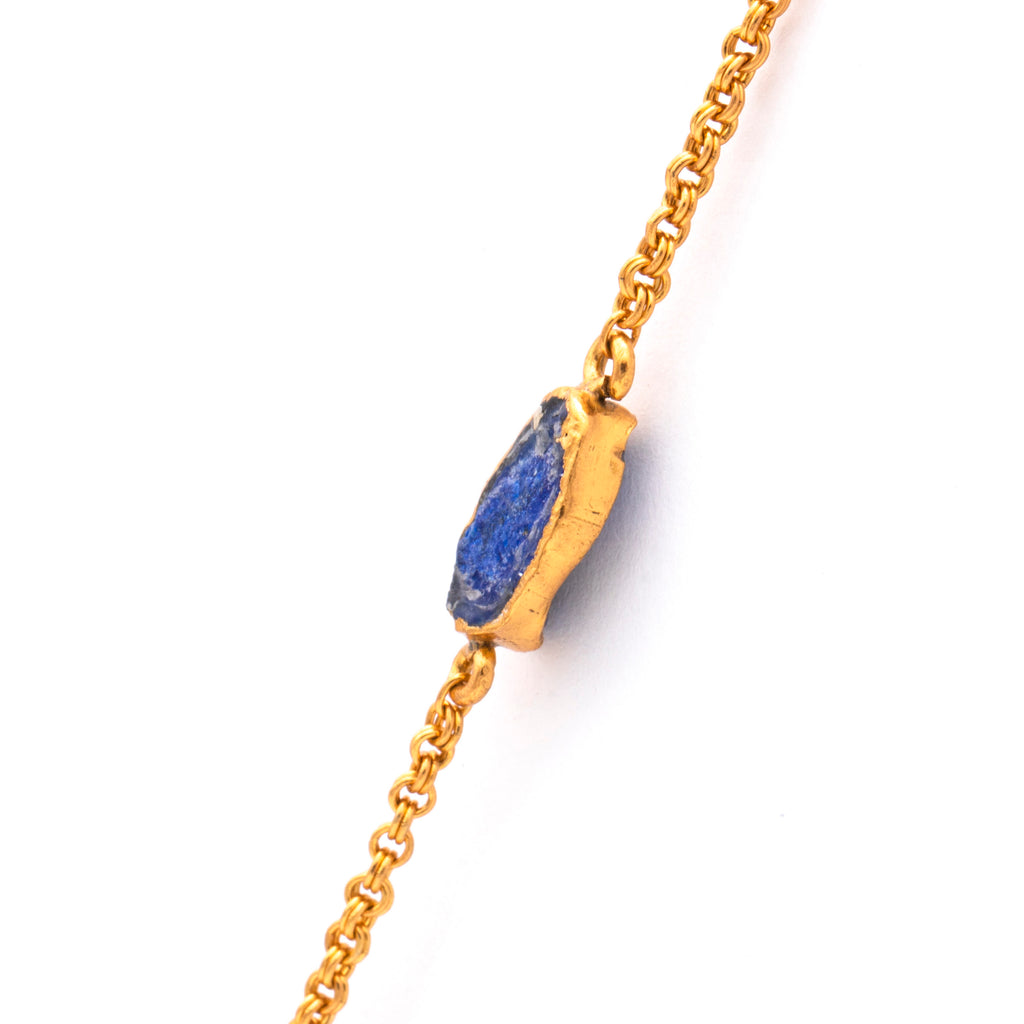 Silver Gold Plated Necklace| Lapis Lazuli Necklace| Gemstone Necklace| Handmade