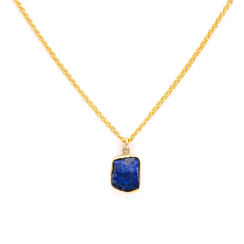 Silver Gold Plated Necklace| Lapis Lazuli Necklace| Gemstone Necklace| Handmade