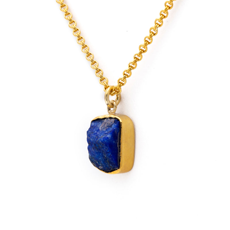 Silver Gold Plated Necklace| Lapis Lazuli Necklace| Gemstone Necklace| Handmade