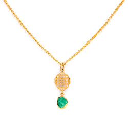 Silver Gold Plated Necklace| Emerald Necklace| Gemstone Necklace| Handmade