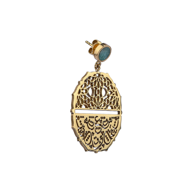 Brass Earrings| Aventurine Earrings| Islamic Geometric Patterns| Pietra Dura| Ishq