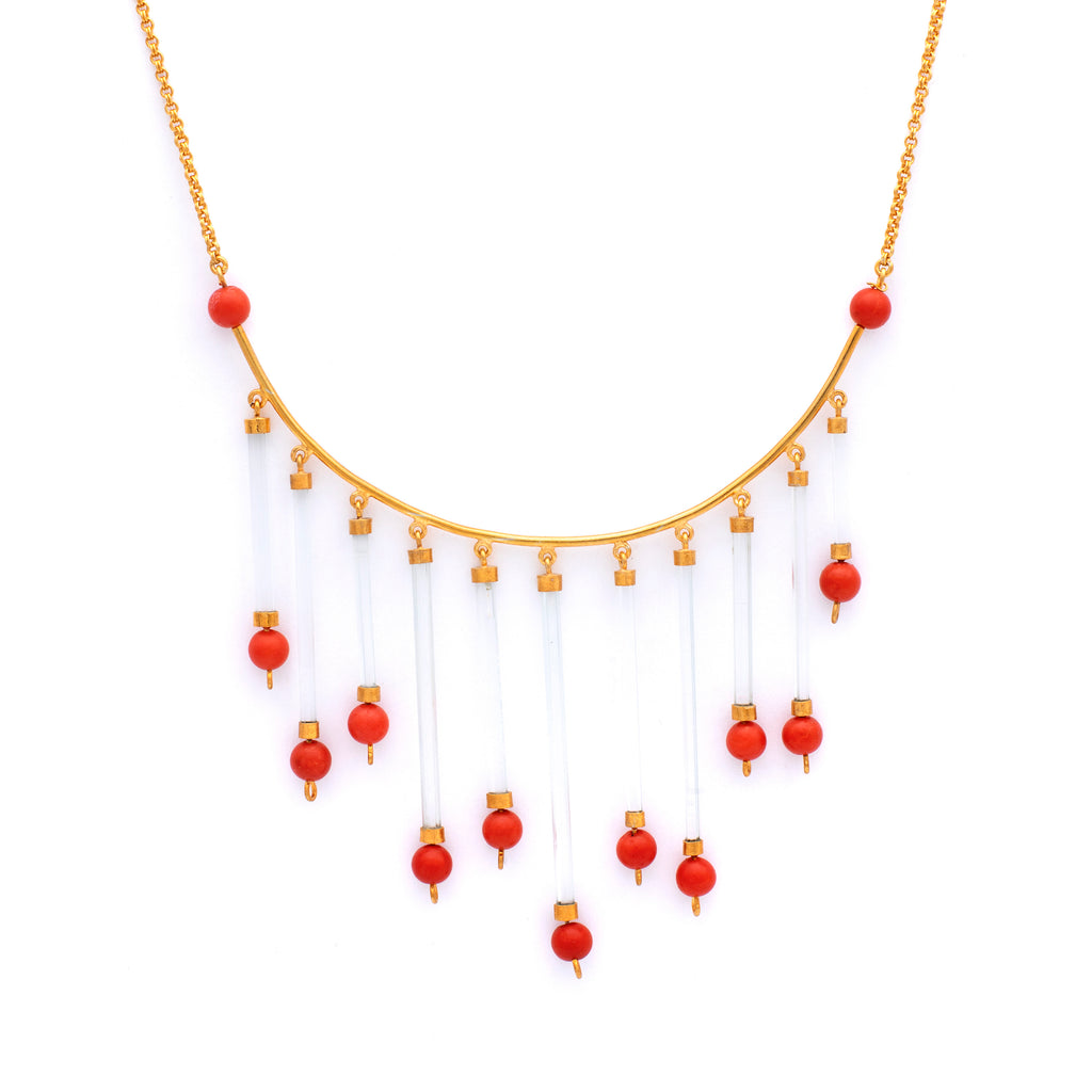 Silver Gold Plated Necklace| Aquamarine Necklace| Gemstone Necklace| Handmade