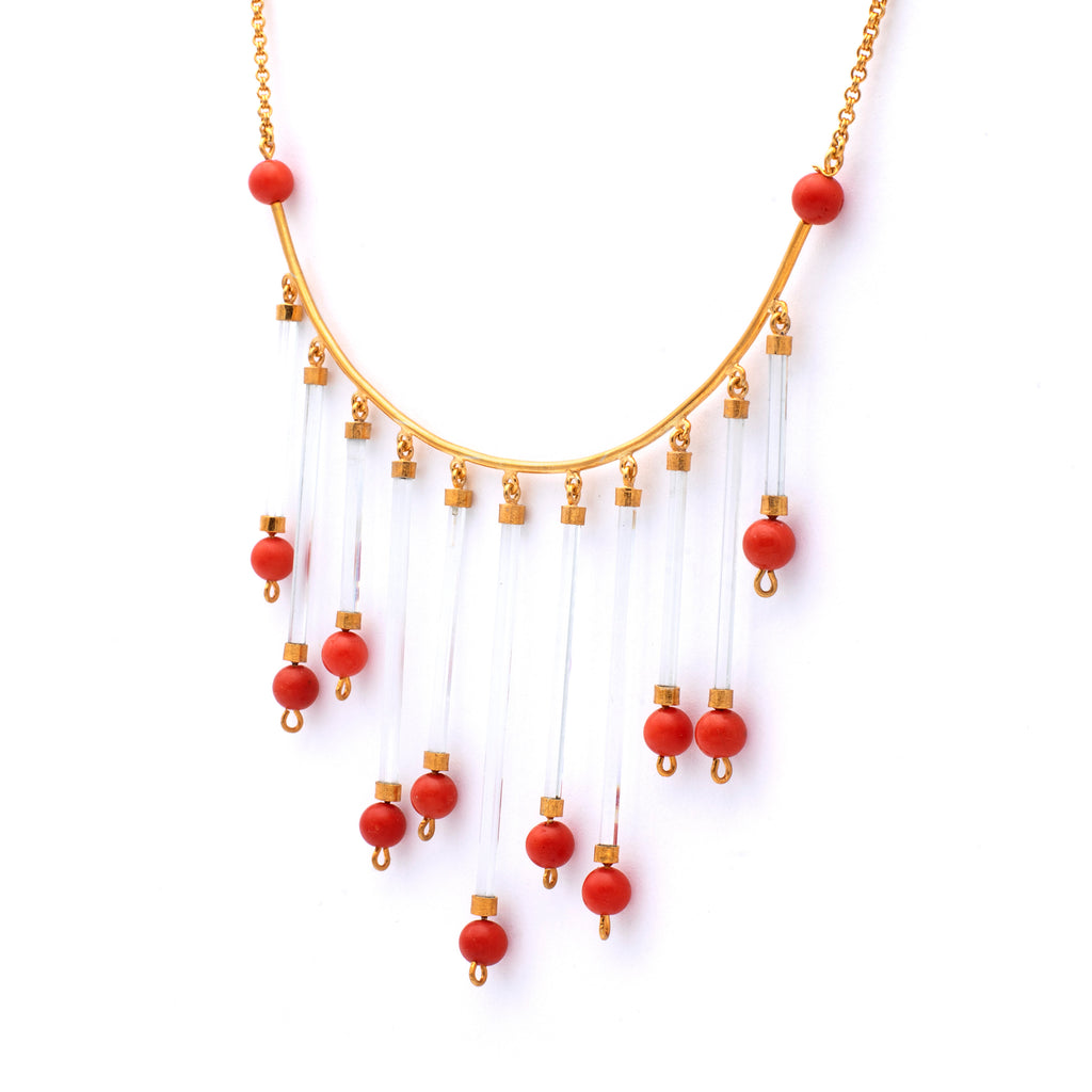 Silver Gold Plated Necklace| Aquamarine Necklace| Gemstone Necklace| Handmade