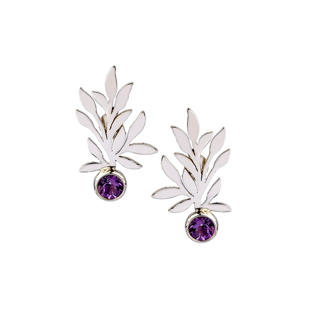 Amethyst Earrings| Silver Earrings | Handmade | Faceted gemstone