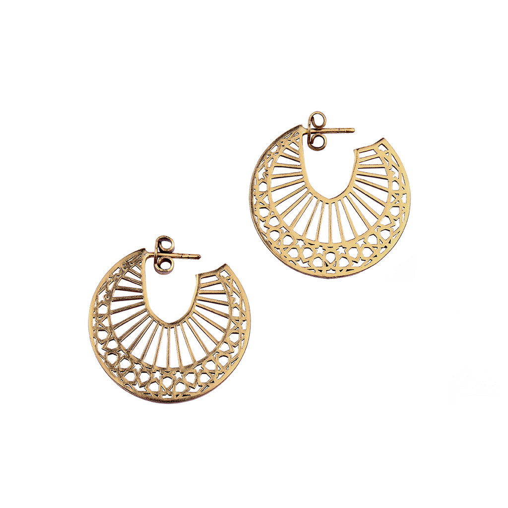 Brass Earring | Geometric Pattern | Handmade