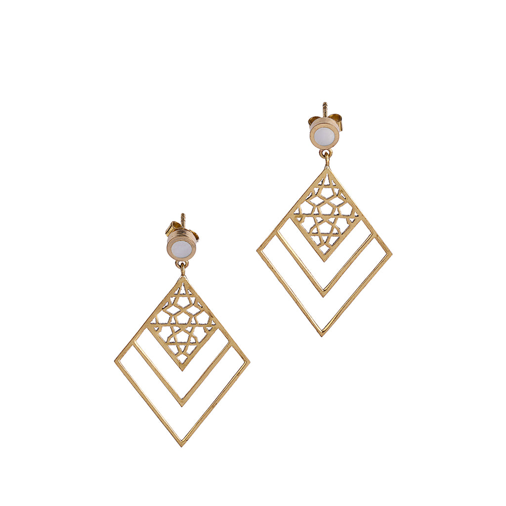 Mother Of Pearl Earring| Brass Earring| Geometric Patterns
