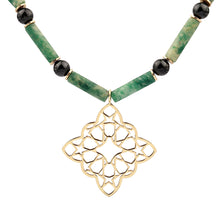 Load image into Gallery viewer, Aventurine Necklace | Brass Necklace | Geometric Pattern | Handmade