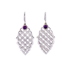Silver Earrings | Amethyst Earrings | Geometric Patterns | Handmade