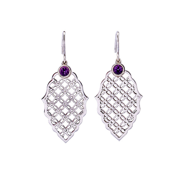 Silver Earrings | Amethyst Earrings | Geometric Patterns | Handmade