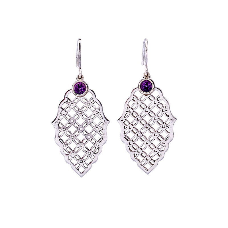 Silver Earrings | Amethyst Earrings | Geometric Patterns | Handmade