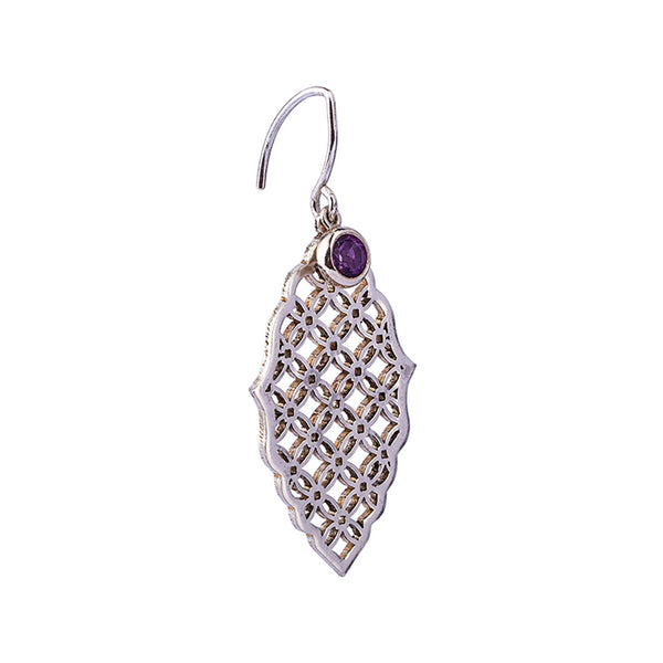 Silver Earrings | Amethyst Earrings | Geometric Patterns | Handmade