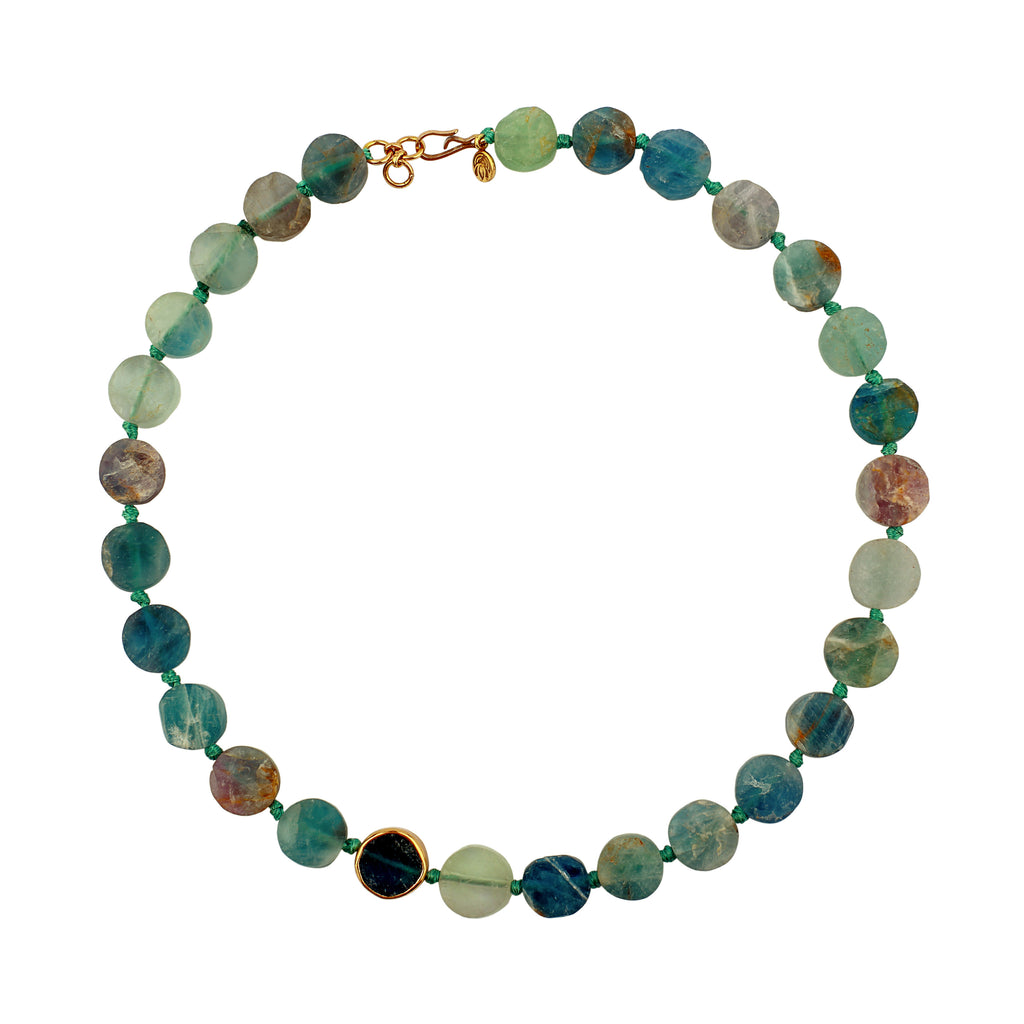 Silver Gold Plated Necklace| Fluorite Necklace| Gemstone Necklace| Handmade