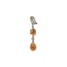 Load image into Gallery viewer, Silver earrings with rough citrine and sapphire