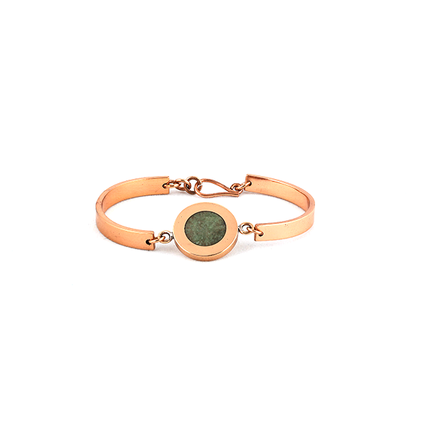 Copper bangle with natural stone idocrase inlay