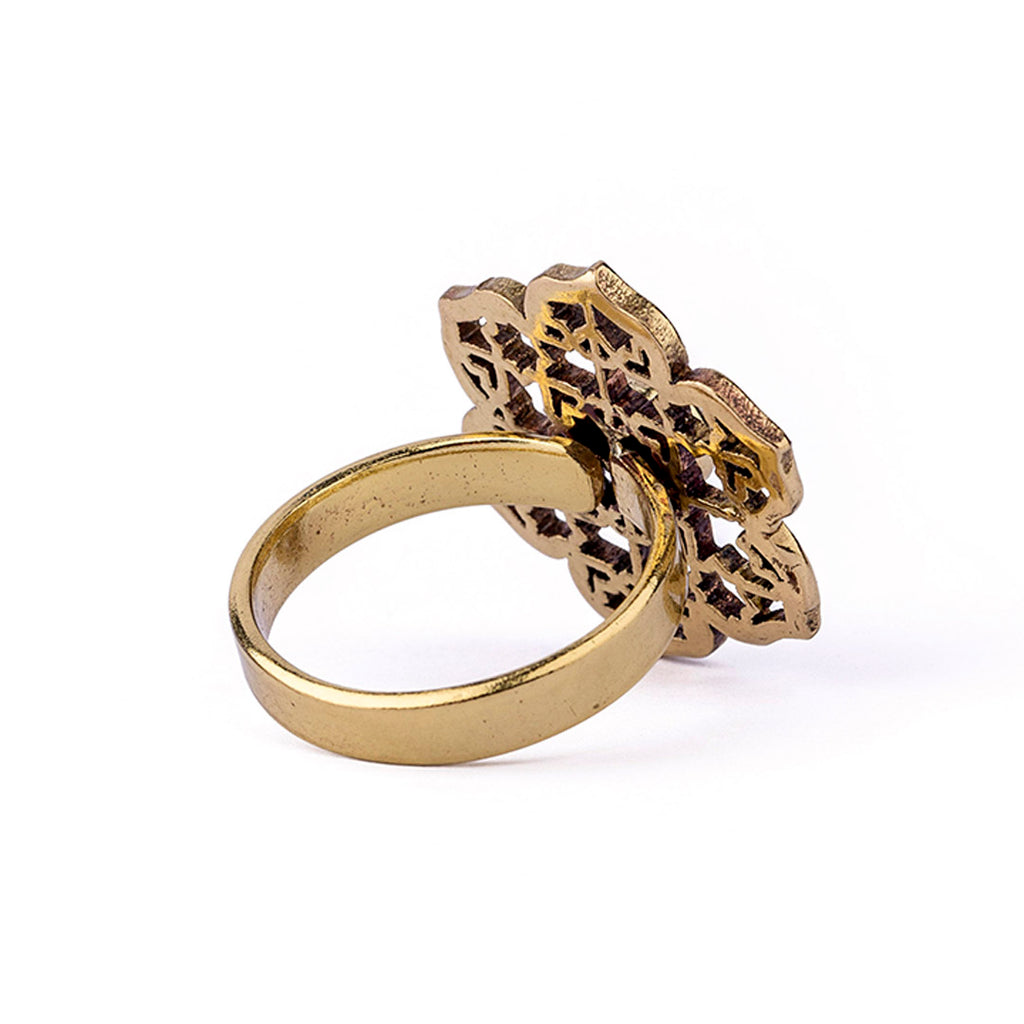 Jasper Ring | Brass Ring | Geometric Patterns | Pietra Dura | 