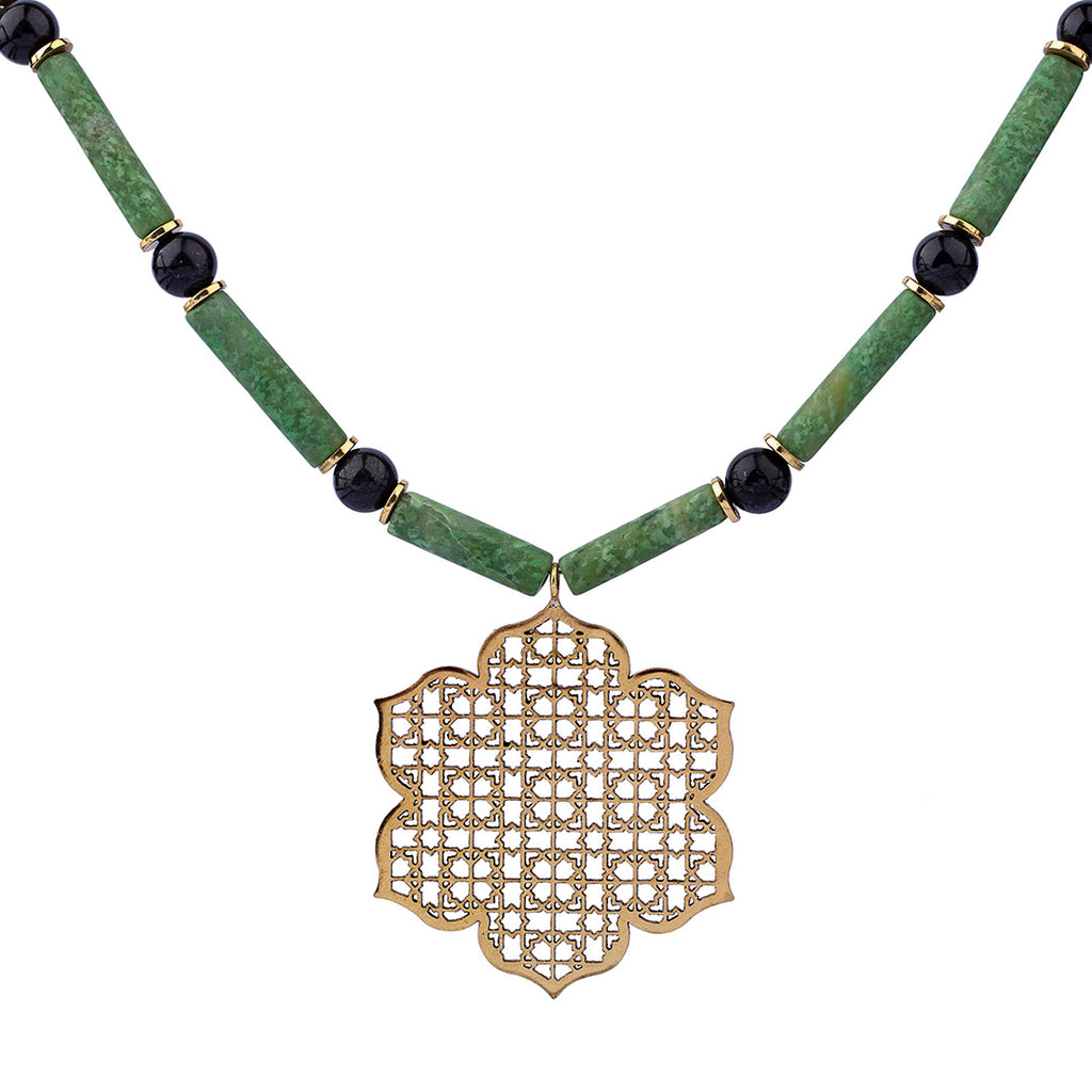 Idocrase Necklace | Jasper Necklace | Geometric Patterns | Mughal Jewelry| Handmade