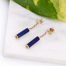 Load image into Gallery viewer, Brass Earrings| Lapis Lazuli Earrings| Pietra Dura