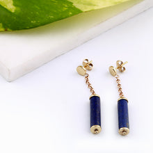 Load image into Gallery viewer, Brass Earrings| Lapis Lazuli Earrings| Pietra Dura