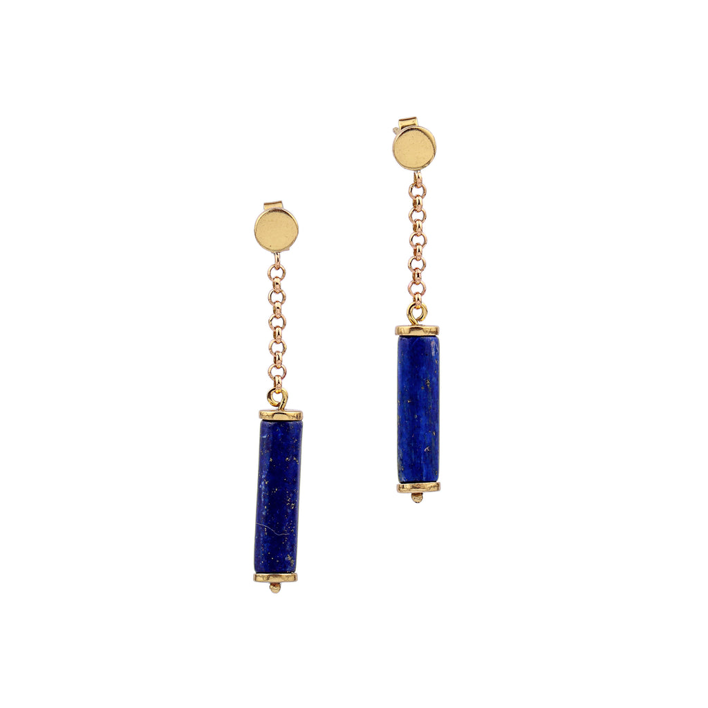 Brass Earrings| Lapis Lazuli Earrings| Pietra Dura
