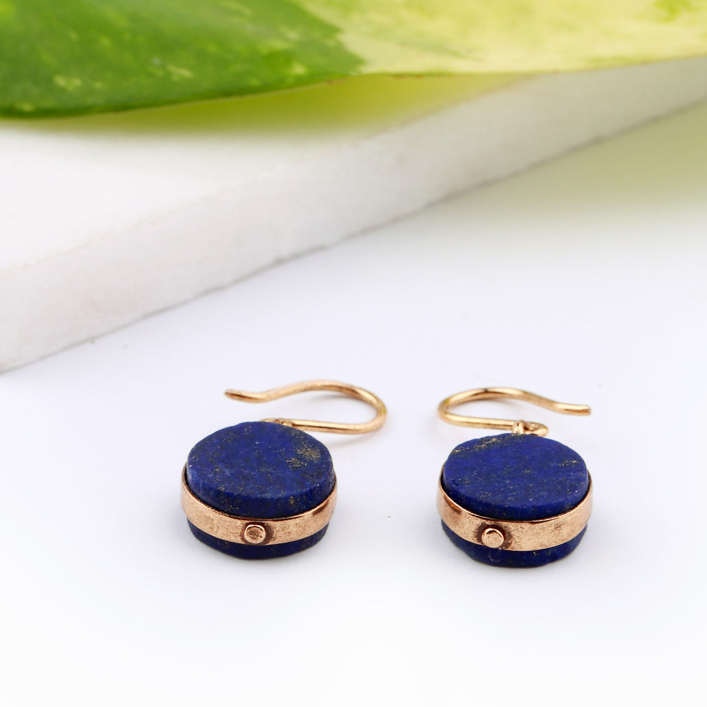 Silver Gold Plated Earrings| Lapis Lazuli Earrings| Handmade