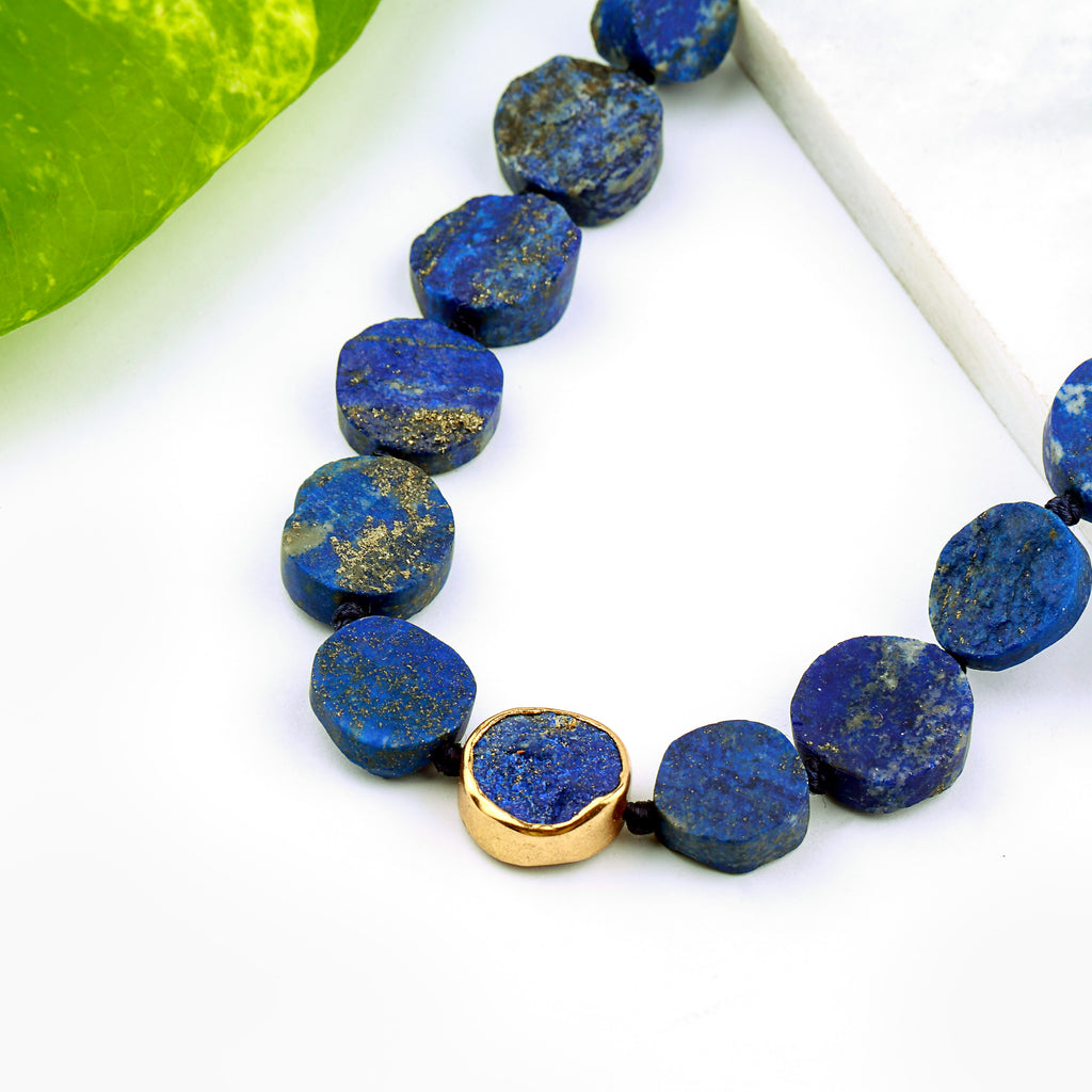 Silver Gold Plated Necklace| Lapis Lazuli Necklace| Gemstone Necklace | Handmade