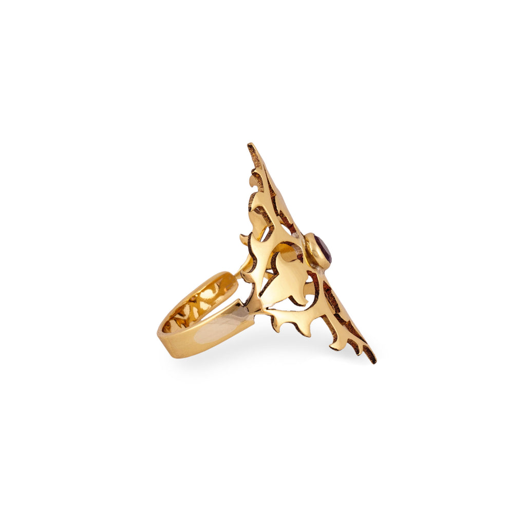 Amethyst Ring| Brass Ring| Handmade| Faceted Gemstone