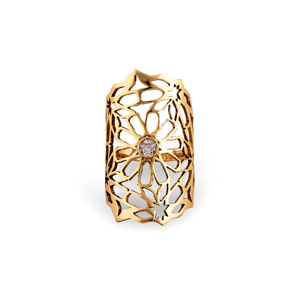 Brass Ring| Faceted Topaz| Handmade | Geometric Design