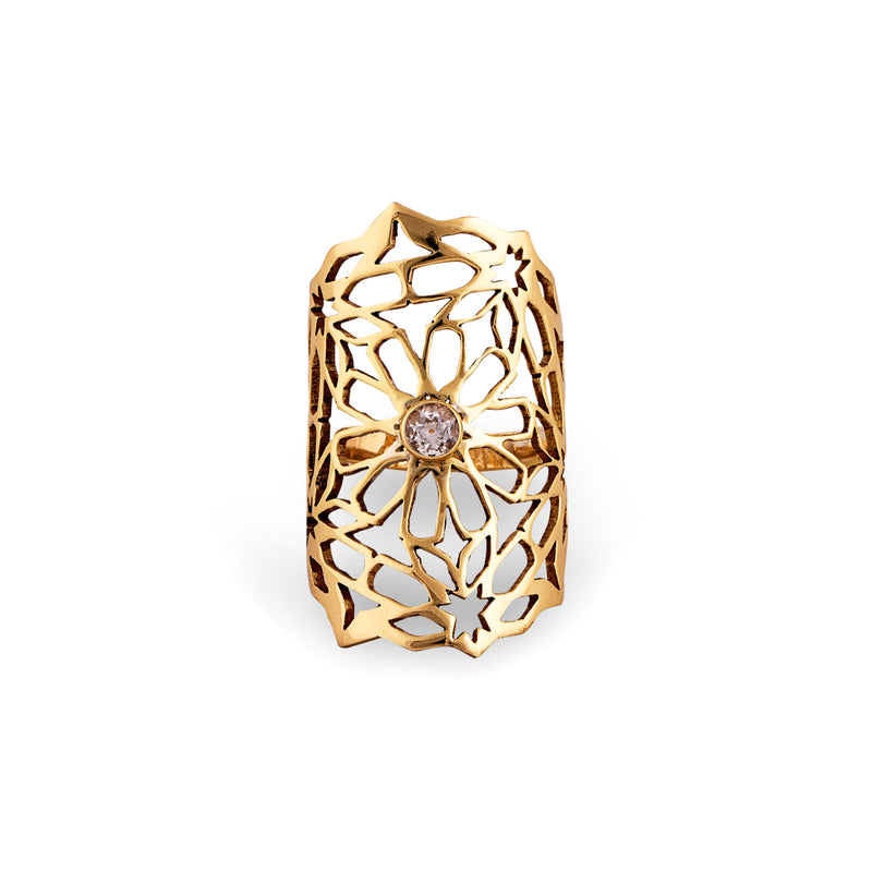 Brass Ring| Faceted Topaz| Handmade | Geometric Design