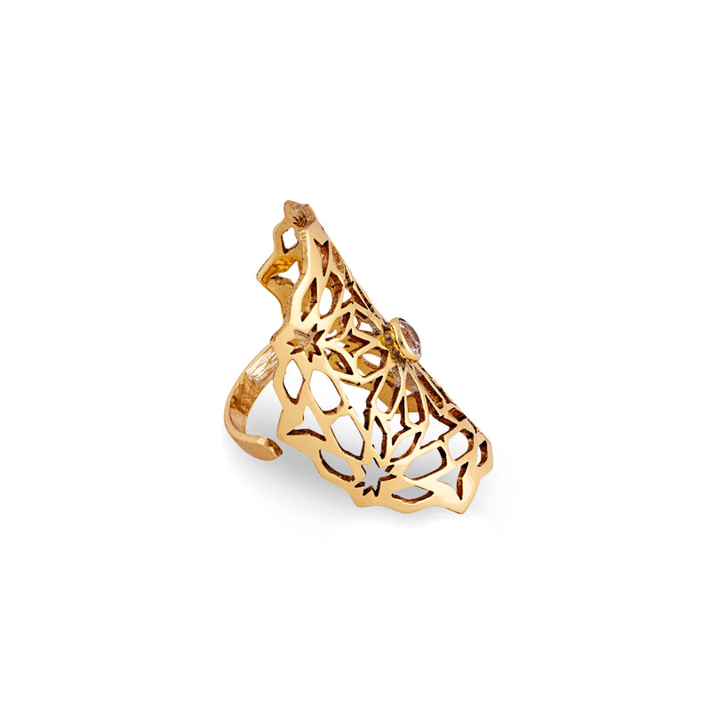Brass Ring| Faceted Topaz| Handmade | Geometric Design