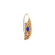 Load image into Gallery viewer, Brass Earrings| Lapis Lazuli Earrings| Islamic Geometric Patterns| Pietra Dura