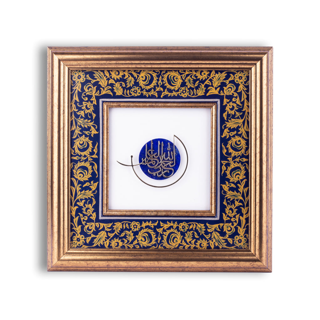 Hand painted wooden frames with gemstones, frames with gemstones, handcrafted frames , lapis lazuli frames