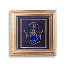 Load image into Gallery viewer, Hand painted wooden frames with gemstones, frames with gemstones, handcrafted frames , lapis lazuli frames, hand of fatima