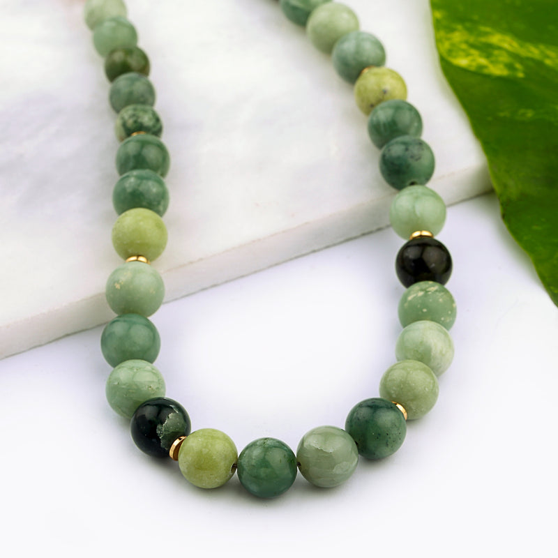 Silver Gold Plated Necklace| Serpentine Necklace| Gemstone Necklace| Handmade