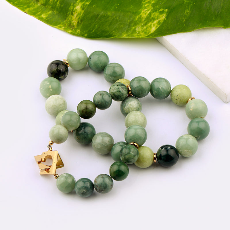 Silver Gold Plated Necklace| Serpentine Necklace| Gemstone Necklace| Handmade