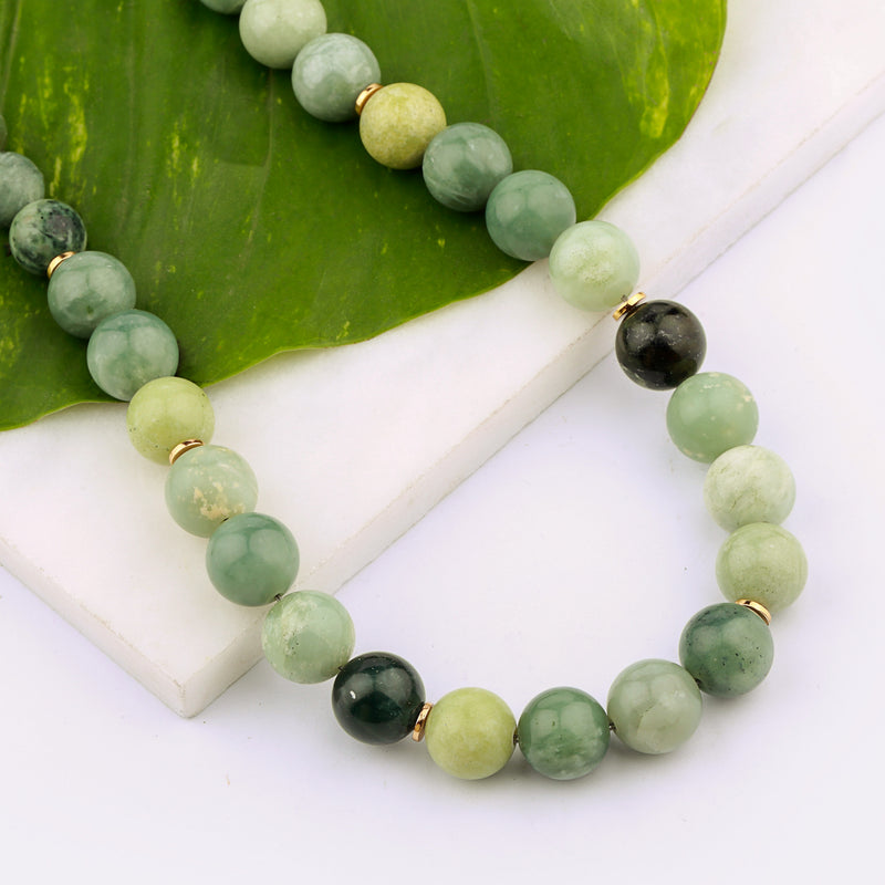 Silver Gold Plated Necklace| Serpentine Necklace| Gemstone Necklace| Handmade