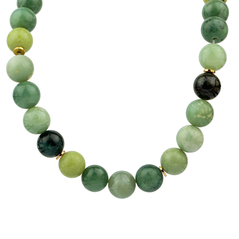 Silver Gold Plated Necklace| Serpentine Necklace| Gemstone Necklace| Handmade