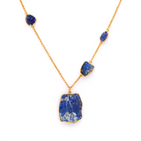Midnight Blue Splendor - Silver Gold Plated Necklace