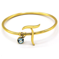 Urdu harf bangle, blue topaz gemstone, alif mad aa