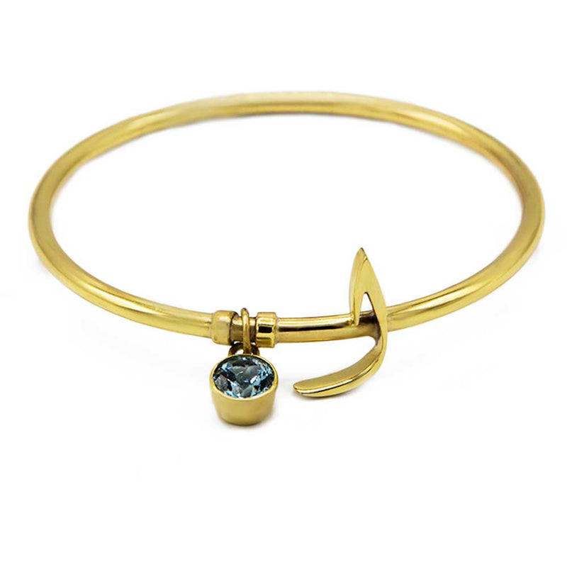 Urdu harf bangle, blue topaz gemstone, alif
