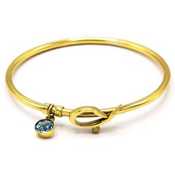 Urdu harf bangle, blue topaz gemstone, bey