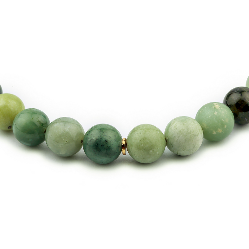 Silver Gold Plated Necklace| Serpentine Necklace| Gemstone Necklace| Handmade
