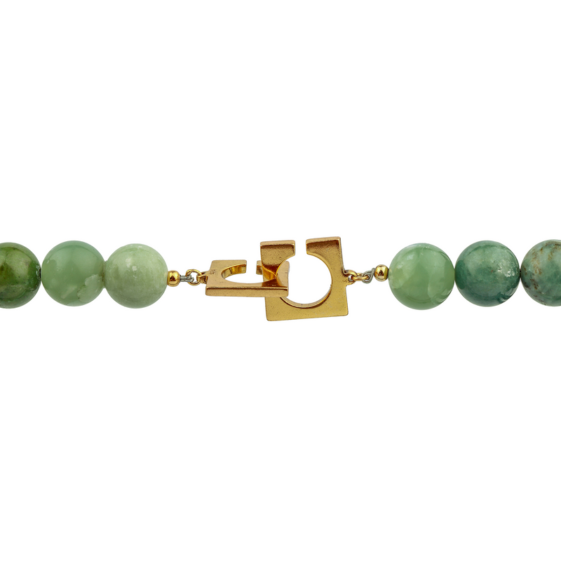 Silver Gold Plated Necklace| Serpentine Necklace| Gemstone Necklace| Handmade
