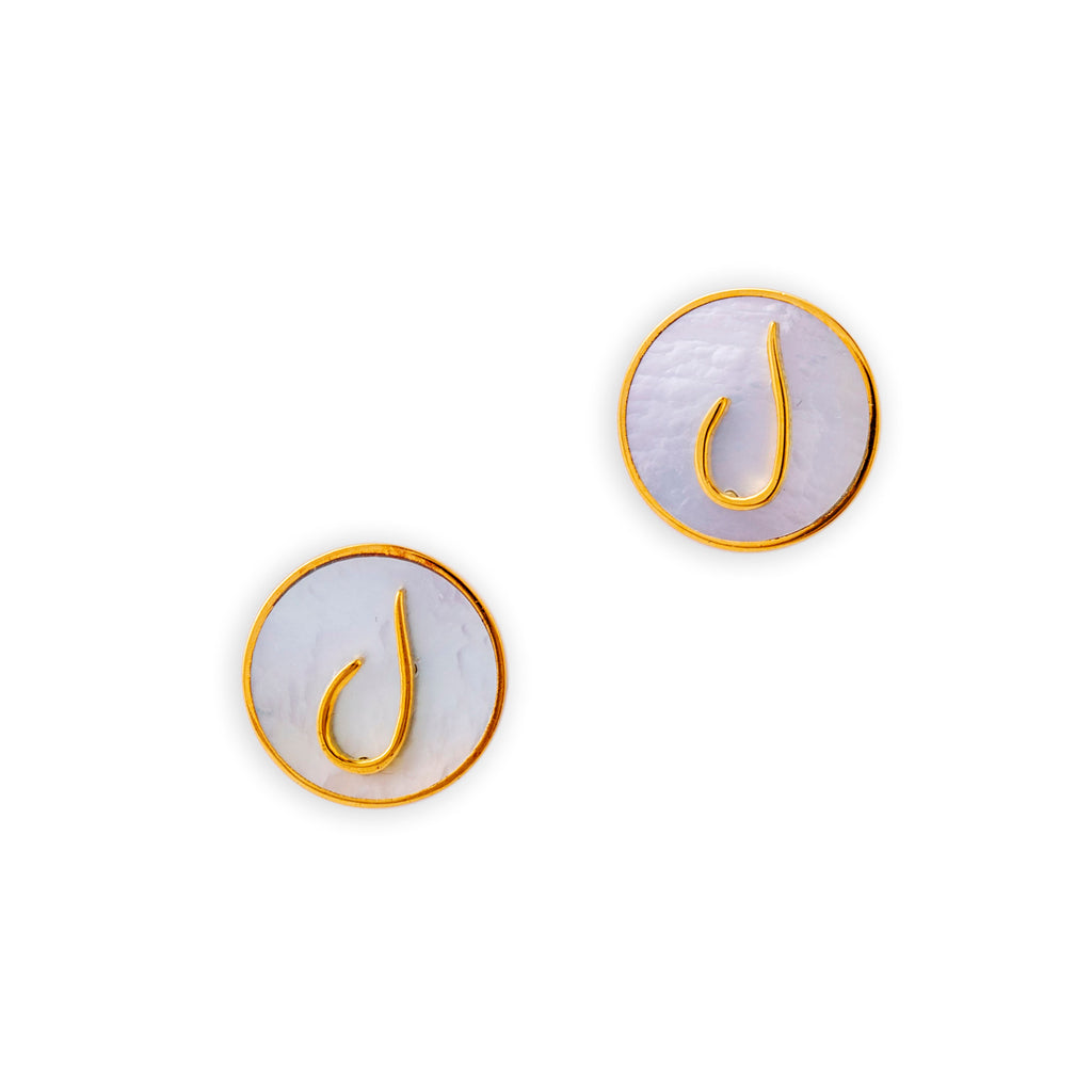 Urdu Harf/Hurf Earrings| Mother of Pearl| Brass Earrings| Laam