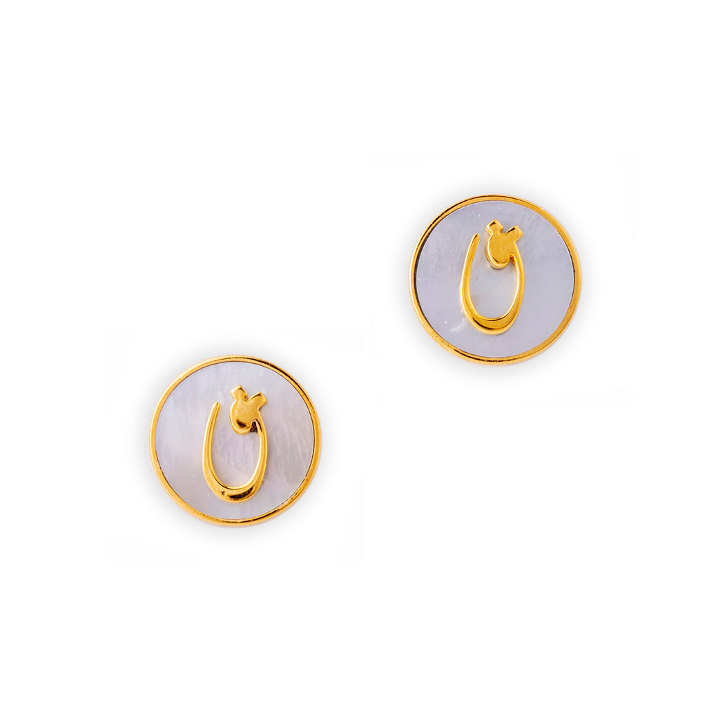 Urdu Harf/Hurf Earrings| Mother of Pearl| Brass Earrings| Qaf